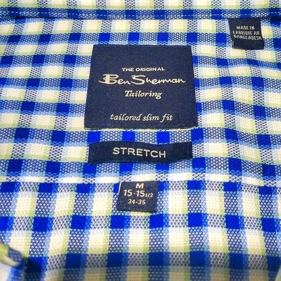 BEN Sherman \ Men's Slim Fit Stretch Dress Shirt / 15-15 1/2 34-35 / NWOT - Picture 3 of 7